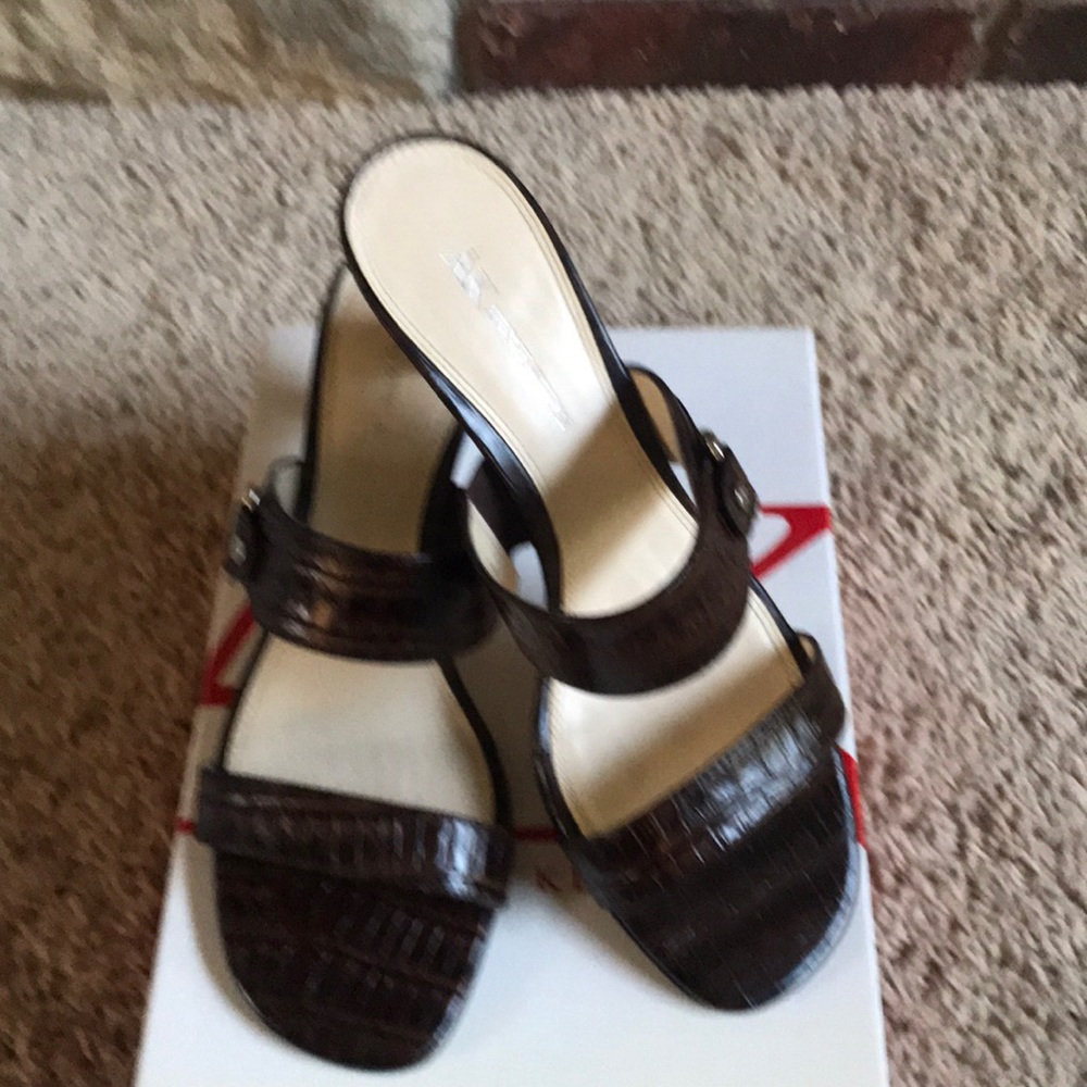 Anne Klein Brown Opened Toe Heel